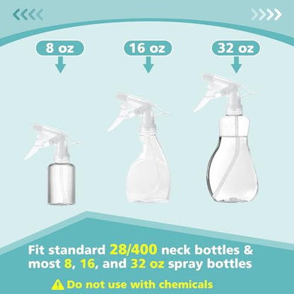 6Pcs Clear Spray Bottle Replacement Nozzle- Reusable Quality Trigger Spray Nozzles with Mist Stream Sprayer, Fit Standard 28/400 Neck 32oz, 16oz, 8oz Bottles for Garden Home Kitchen Office Gifts - color: Clear