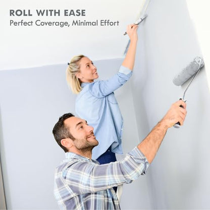 5-Piece Mini Paint Roller Kit - 4' Microfiber Roller Covers, Frame, Paint Tray - Professional & Homeowner Use - Smooth Finish - Black - size: 4" Paint Roller Kit (Set of 5)