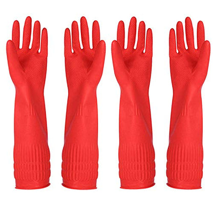 Rubber Cleaning Gloves Kitchen Dishwashing Glove 2-Pairs And Cleaning Cloth 2-Pack,Waterproof Reuseable.(Small) - size: Small