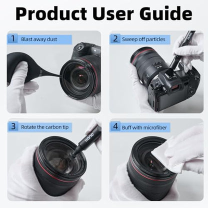 llano 7-in-1 Camera Lens Cleaning Kit with Cleaning Solution 60ml, Swab, Pen, Air Blower, Nano-Fiber Cloth, Wipes, Cleaning Kit for Computer PC MacBook iPhone Camera