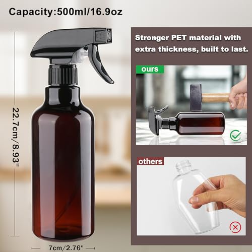 Spray Bottles Plastic Spray Bottle for Hair Mist/Stream Heavy Duty Empty Spray Bottles for Cleaning Solutions, Plants, Cooking (16.9oz-Brown+nozzle) - color: 16.9oz-Brown+nozzle