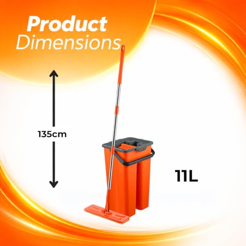 Macromax Premium Flat Tablet Mop - 8L Capacity for Wet & Dry Cleaning - Microfibre Mop with Washable Heads & Replacements - 180° Swivel Handle - Lock & Strap System for Hardwood, Tile & Laminate - color: Flat Tablet Mop