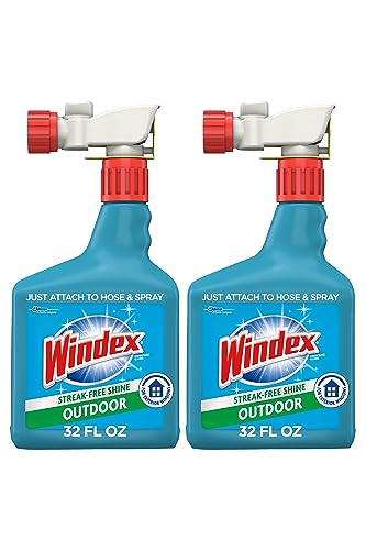 Windex Outdoor Window and Glass Cleaner for Hose Ammonia Free, Concentrated Formula for Deep Outdoor Clean, Patio Cleaner, Compatible With All Hoses, 32 Fl Oz (Pack of 2) - size: 32 Fl Oz (Pack of 2)