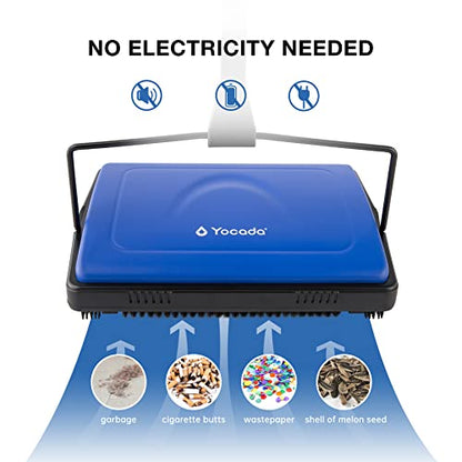 Yocada Carpet Sweeper Cleaner for Home Office Low Carpets Rugs Undercoat Carpets Pet Hair Dust Scraps Paper Small Rubbish Cleaning with a Brush Dark Blue - color: Dark Blue