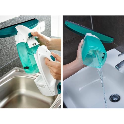 Leifheit Dry & Clean Window Vacuum Cleaner Kit, Up to 35 Mins Power, Battery-Powered Electric Cleaner