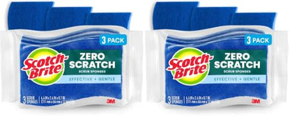Scotch-Brite No Scratch Scrub Sponges, Blue, 4-1/2 x 2-1/2 x 7/10 in (Pack of 2) - size: 2.8" x 4.5" (Pack of 2)