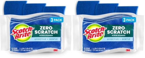 Scotch-Brite No Scratch Scrub Sponges, Blue, 4-1/2 x 2-1/2 x 7/10 in (Pack of 2) - size: 2.8" x 4.5" (Pack of 2)