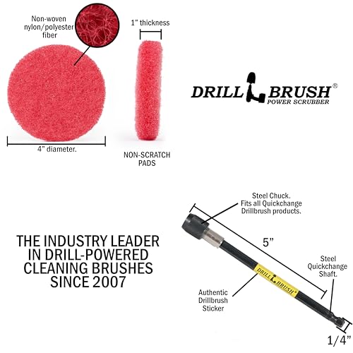Drill Scrubber - Drill Brush Power Scrubber Pads - Bathroom - Drill Pad Attachments - Cleaning Pads - Shower Door - Baseboard - Bathroom Sink - Shower Cleaner - Flooring - Hard Water Stain Remover - color: 6x Red Pads