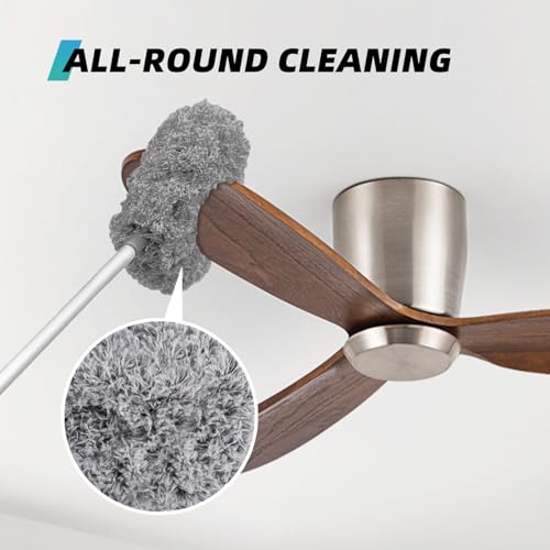 DRQ Ceiling Fan Cleaner Duster, Reusable Microfiber Duster with Extension Pole, 13 to 48 Inch Fan Blade Cleaner, Removable Dusters for Cleaning Walls Bookshelves Door Window Top (Grey) - color: Gray