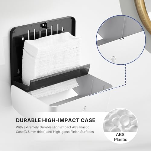 Commercial Paper Towel Dispenser Wall Mounted, Trifold/C-Fold/Multifold Hand Towel Holder, Hand Towel Dispenser for Bathroom Tissue Dispenser, Large Capacity 200 Sheets (White-5853) - color: White-5853