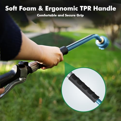 RESTMO Heavy Duty Full Metal Long Watering Wand, 24 Inches Gentle Soft Full Shower Sprayer Wand with Flow Control, Hose Wand for Hanging Baskets, Shrubs, Plants, Flowers, Garden and Lawn, Blue - color: Blue