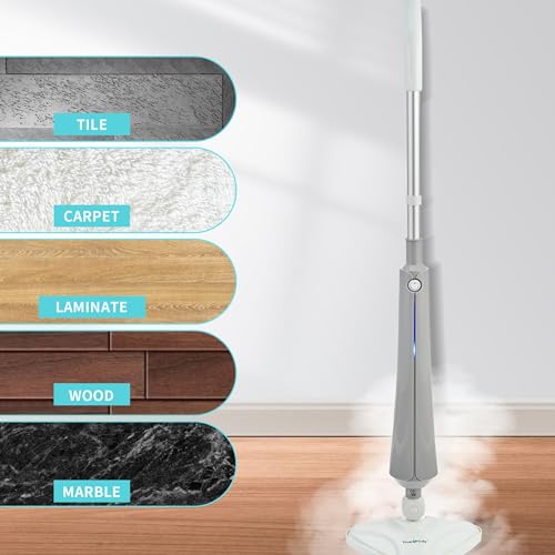 True & Tidy Complete Floor Care System with Multi-Surface Steam Mop and Spray Mop with Refillable Bottle (White)
