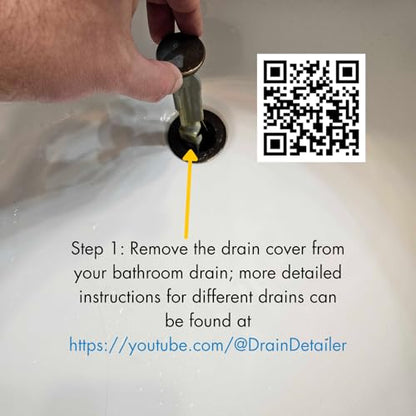 Drain Cleaining Tool for Sinks - Sink Drain Cleaner Helps Clear Clogs, Hair, Buildup, Sludge, Gunk - Better, Safer, Cleaner Unclogger than Chemicals, Liquids, Bladders, Barbed Tools, and Snakes