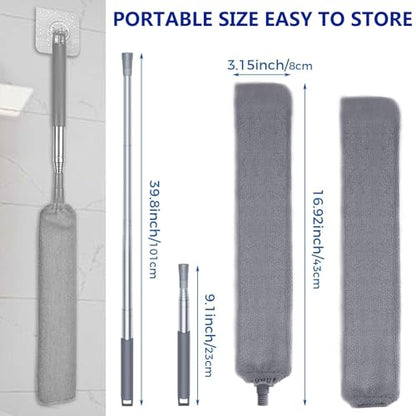 Dust Cleaner Microfiber Duster, Gap Dust Cleaning Artifact with Extension Pole & Bendable Head, Washable Extendable Gap Dusters for Sofa Bed Furniture Bottom,Ceiling Fan,Blinds (Gap Dust Cleaner)