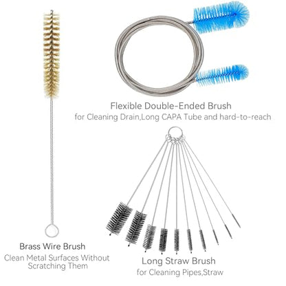 12 Pcs Tube Pipe Cleaners Brush Set | Flexible Drain Brush,Long Straw Brush | 61-inch Flexible Double-Ended Hose Brush,8-inch Different Diameters Brush,12-inch Brass Wire Brush,for Kitchen Sink Plumbing