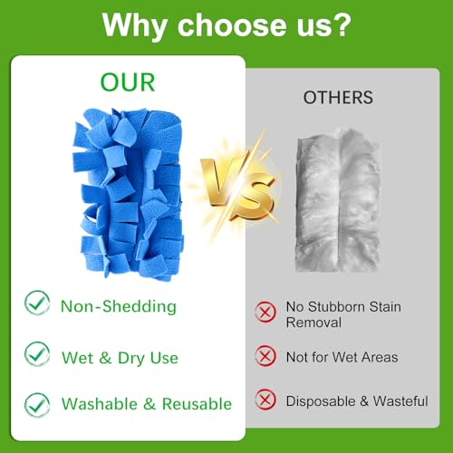 12PCS Fleece Reusable Duster Refills with 4 Handles, Washable Cleaning Pads in 6 Colors, 360° Dust Cleaning Brush for Home, Blinds, Car, Furniture, Fans, Wet & Dry Use