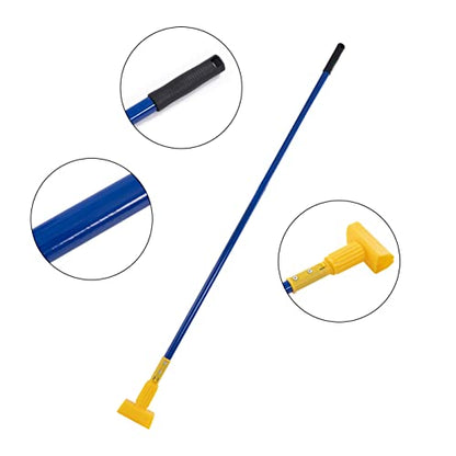 Matthew Cleaning Commercial Quick-Change Iron Mop Handle for Floor Cleaning Heavy Duty Mop Stick Replacement 60inch Jaw Clamp-Style Wet Mop Handle 6 Packs - color: Large Jaw Clamp - Blue
