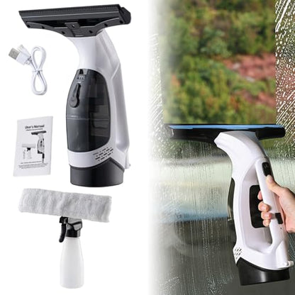 Window Vacuum Rechargeable Handheld Window Vacuum Squeegee Cordless with Spray/Wipe/Suck up Water 2KPa Powerful for Mirror Glass Car Windshield