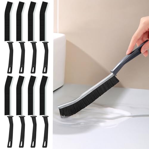8Pcs Crevice Cleaning Brush, Narrow Gap Cleaning Tool for Window Tracks Door Grooves Kitchen Bathroom Corners Cleaning Use, Black - color: Black