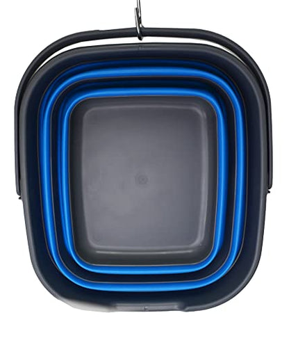 SAMMART 10L (2.6 Gallon) Collapsible Rectangular Handy Basket/Bucket (Grey/Blue, 1) - color: Grey/Blue
