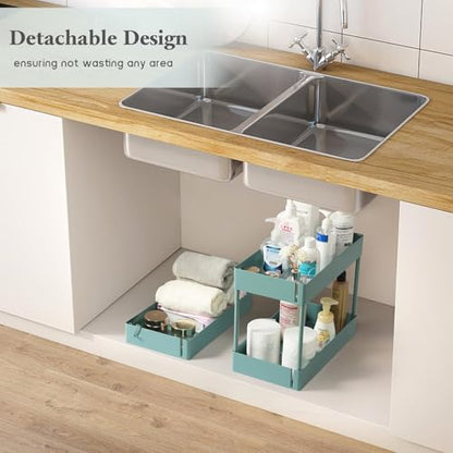 danpinera Storage Cart on Wheels, 3 Tier Bathroom Cart Organizer Slim Laundry Narrow Shelf with Wheels Dividers Hanging Cups Hooks Handle Easy Assembly, Green - style: 3 Tier Green