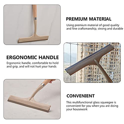 Car Tools Plastic Squeegees with Wooden Handle Streak- Handheld Squeegee Cleaner Wiper Cleaning Tool for Washing Bathroom Floor Glass Windshield Limpiador De Pisos