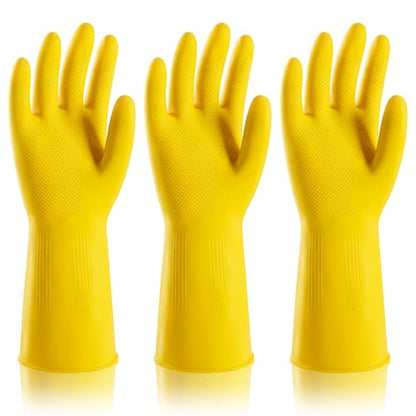 3 Pairs Rubber Dishwashing Gloves, Reusable Household Cleaning Gloves for Women Men, Kitchen and Bathroom Cleaning, Gardening, Pet Care, Extra Thickness, 20 Mil, 13", Heavy Duty, Non-Slip, M - color: 3 Pairs, size: Medium