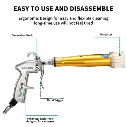 GOCCIDA High Pressure Car Cleaning Gun,Car Air Blow Gun,Tornado Dry Cleaning Gun Quickly Removes Surface Dirt and Dust, Air Gun Works with Air Compressor - style: HCL-007yellow