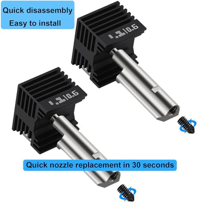 2Pcs H2D Hotend 0.6mm Hardened Steel Nozzle, Full Print Head Replacement Compatible with Bambu Lab H2D H2S A1 A1 Mini, - style: H2D/H2S Hotend 0.6mm