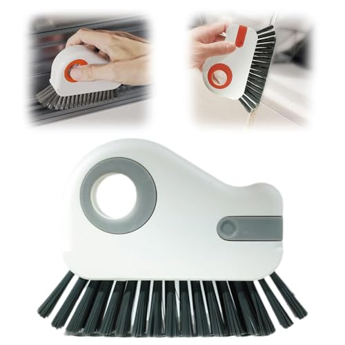 2 in 1 Groove Cleaning Brush, Upgrade Window Track Cleaning Tools, Multifunction Hard Bristle Crevice Cleaning Brush with Hidden Scraper for Sliding Door Track, Window Sill, Window Seal (Gray) - color: Gray