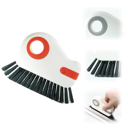 2026 New 2 in 1 Groove Cleaning Brush - Window Track Cleaner with Hidden Scraper, for Sliding Door Track, Window Seal (Orange) - color: Orange