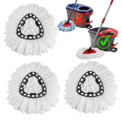 3 Pack Mop Heads Replacements,100% Microfiber Spin Mop Replacement Heads Compatible with OCeda EasyWring 1-Tank System,360 Degree Spin Mop Refill for Easy House Cleaning Floor Mopping - size: 3-Pack