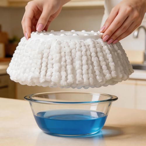 Spin Mop Heads Refill, Easy Wring Microfiber Replacement Pads for Deep Cleaning 6-Pack Universal Fit for Most Round Spin Mops - color: White