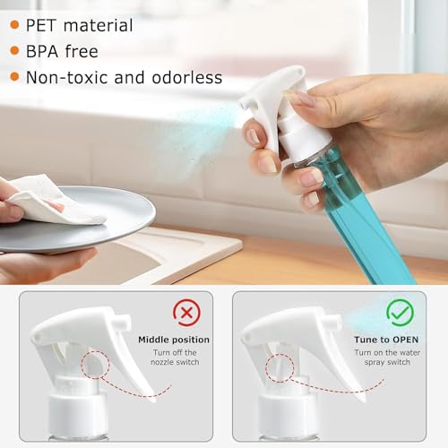 Spray Bottle For Hair, Ultra Fine Mist Leakproof Reusable Water Mister, Continuous Mister Spray Bottle for Hairstyling, Skin Care, Cleaning and Plants, Durable Portable Design(Blue, 50ml)