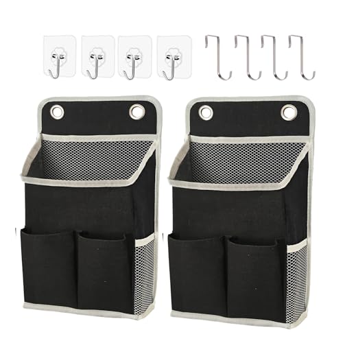 Hanging Basket for Organizing, Wall Organizer with Pockets and Over The Door Organizer，Can for Home, Closet, Office and Camper (Black2) - color: Black, size: 2 pack