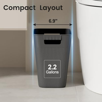 JOYMOOP Slim Trash Can 3-Pack, 2.2 Gallon Plastic Wastebasket for Bathroom, Bedroom, Office, Kitchen with 4 Rolls Bags, Black - color: Black, size: 3 pcs Waste Baskets+ 4 Rolls of Trash Bags