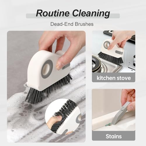 2 in 1 Groove Cleaning Brush Window Track Cleaning Tools, 2025 New Hard Bristle Crevice Cleaning Brush with Hidden Scraperfor Sliding Door Track, Window Sill, Shutter Door(Grey,2pcs) - color: Grey,2pcs