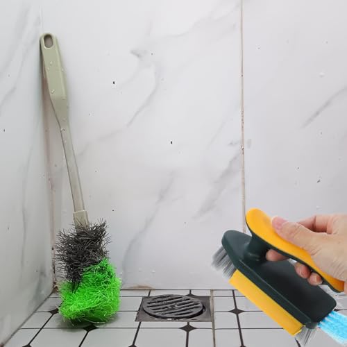 Gap and Corner Cleaning Brush for Bathroom and Floor, Yellow-Green Scrubbing Brush for Small Spaces, Stiff Bristle Groove and Track Cleaner for Home Use