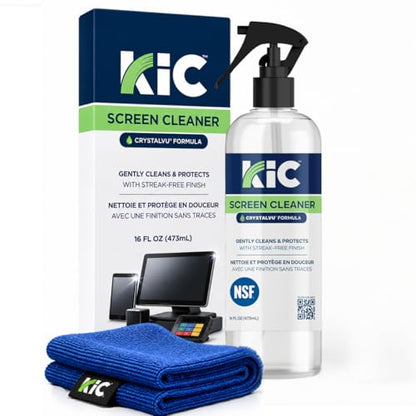 KIC> CrystalVu Screen Cleaner Spray Kit with Microfiber Cleaning Cloth – Streak-Free for TV, Phone, Laptop, Monitor & Tablet – NSF Certified Safe Formula – 1 Reusable Microfiber Towel - 16oz - size: 16 Fl Oz (Pack of 1)