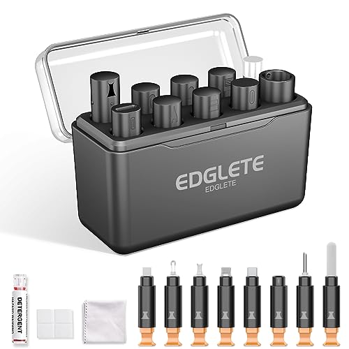Edglete for iPhone Cleaning Kit, Cleaner Kit for AirPod, iPhone Cleaner Charging Port Cleaning, Portable Cell Phone Repair Restore Tool for iPad Lightning Charger Cables Connectors Electronic Devices - color: Matte Black