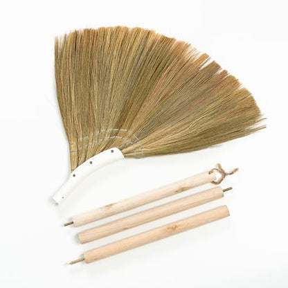 Natural Broom - Indoor Grass Broom - Long Handle Broomstick for House, Garage, Office, Lobby Room, Kitchen - color: Natural