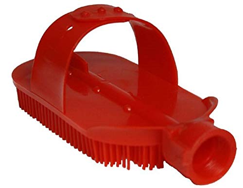 Showman Red Oval Plastic Water Hose Handle Bristle Bathing Washing Curry Comb