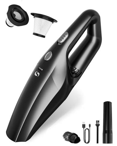 Handheld Vacuum Cordless, Car Vacuums Powerful with Rechargeable Battery, Portable Hand Held Vacuum Cordless with Washable HEPA Filter, Mini Vacuums Kit for Men and Women - color: Black Gray Cordless
