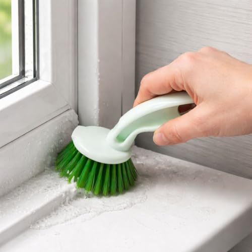 Kitchen Sink Cleaning Brush | Tough Flexible Bristles Scrubber for Stubborn Stains | Comfortable Grip Dishwashing Brush for Kitchen Utensils Bathroom Tiles Pack of 2 - style: Mini Round Brush Pack of 2
