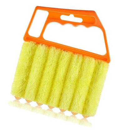 1-Pack Orange Blind Cleaner Duster Tool – 7 Finger Microfiber Dusting Brush for Window Blinds, Shutters, Vents & Baseboards – Reusable, Washable & Lint-Free Cleaning Tool for Home & Office