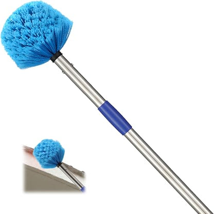 Extended Reach Cobweb Duster with 8-Foot Pole - Medium Bristle Brush for Ceiling, Wall, and Indoor/Outdoor Cleaning, Lightweight Stainless Steel (8 FT) - size: 8 FT