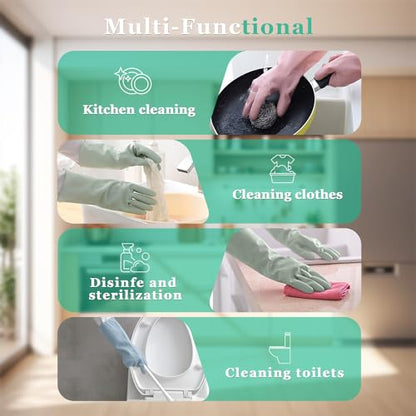 URSMART Reusable Household Gloves - Waterproof Rubber Latex Cleaning Laundry Gloves Dishwashing Gloves for Kitchen Dish Washing Laundry Cleaning (6L Color Random) - color: 6l