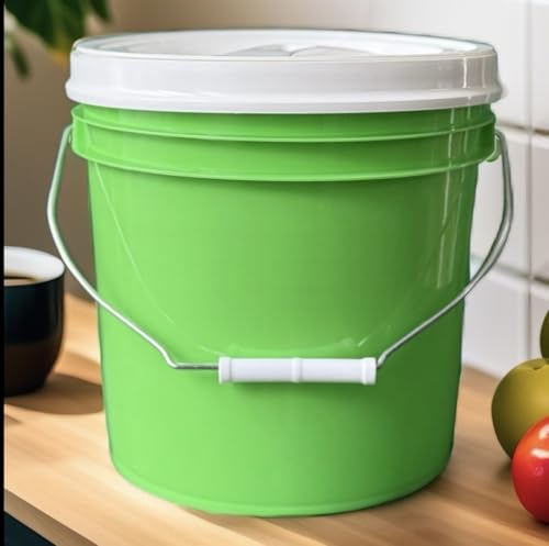 House Naturals 2 Gallon Food Grade - BPA Free Made in USA Buckets Lime Color pails with Screw On Gasket Lids (1, Lime - White lids) - color: Lime - White Lids