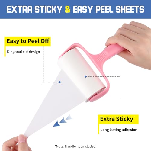 Lint Roller Refills 6 Pack (720 Sheets) | Extra Sticky, Fit 3.8"-4" Standard Size Lint Roller, Inner Diameter at 1.5", For Pet Hair, Clothes, Furniture, Cars - color: 6 Pack