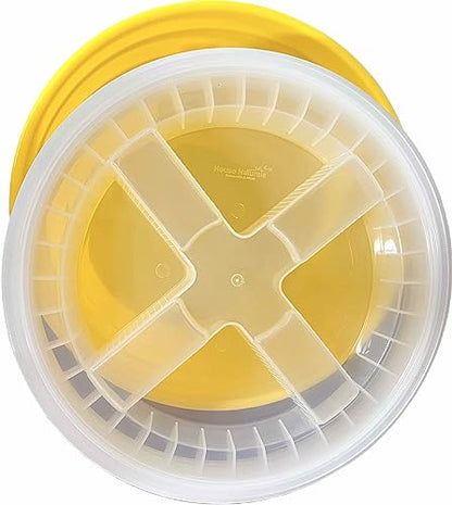 House Naturals 5 Gallon Food Grade Plastic Bucket with Air Tight Screw on Lid Made in USA Container (Yellow Bucket with Clear lid) - color: Yellow Bucket With Clear Lid